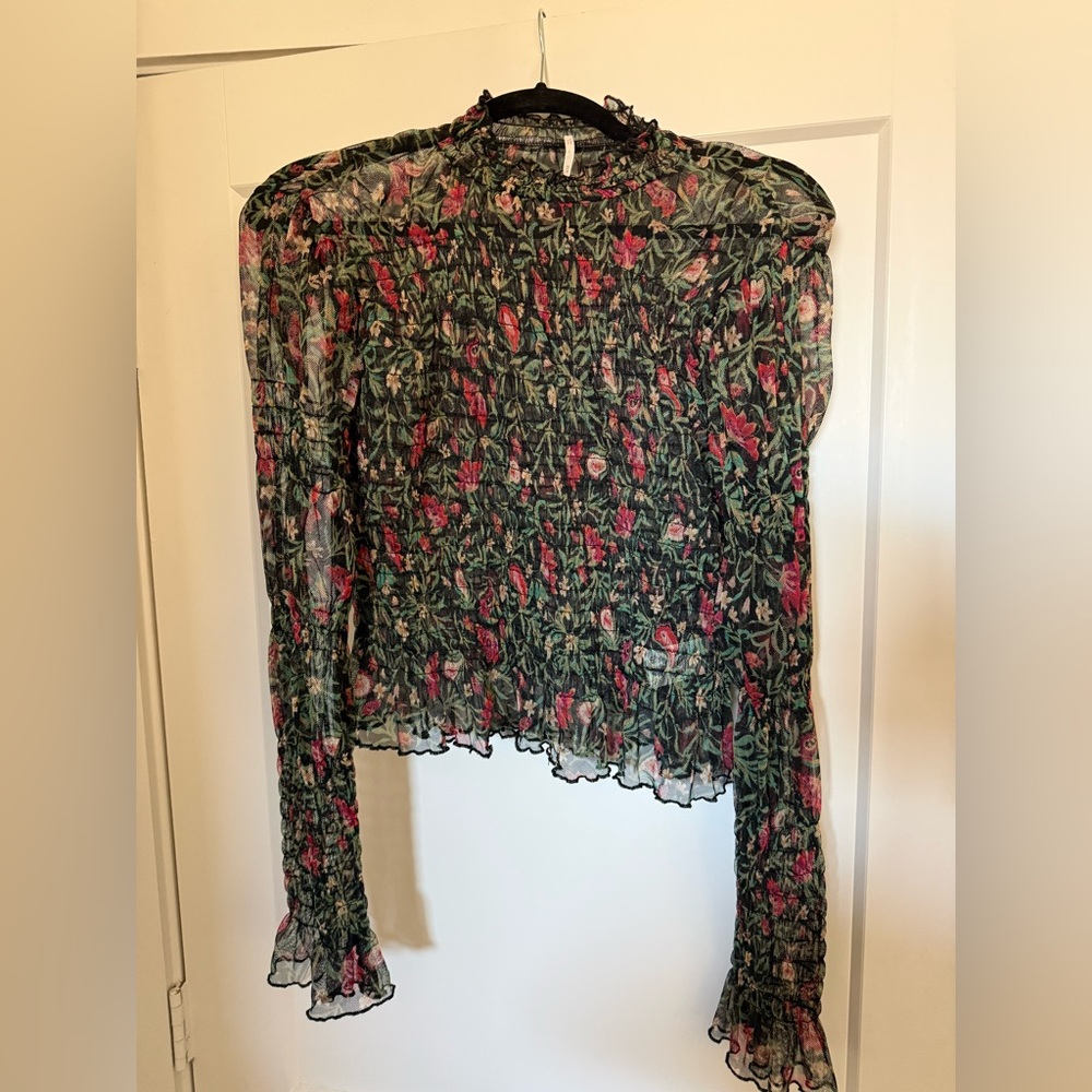 Free People sheer floral turtleneck